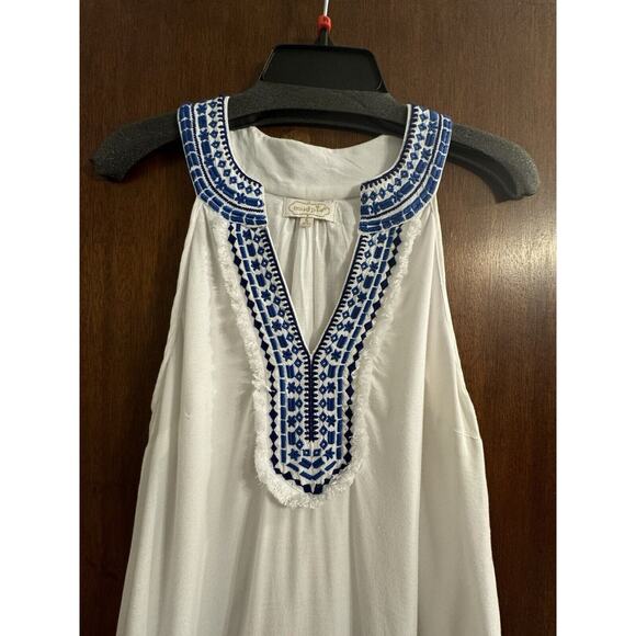 Mudpie Dress Womens Small Grecian Style Embroidered Sundress Coastal Beach Vacay - Picture 2 of 7